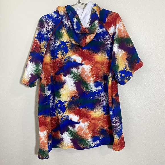 REEBOK Hoodie Unisex Size 2XL Rainbow Pullover Short Sleeve - Picture 2 of 9